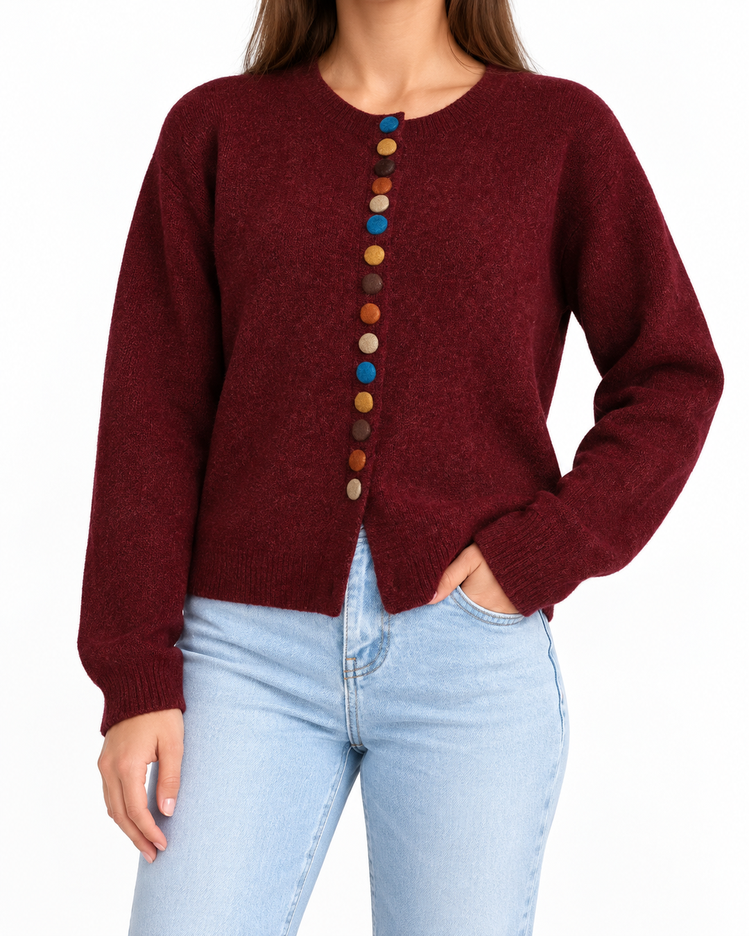 Nicole - Cardigan with Button Detail — Elina Dublin studio photograph
