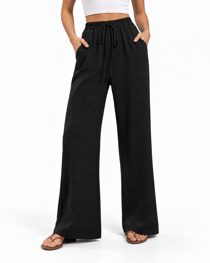 NIKU™ - Casual Wide Leg Drawstring Pants — Elina Dublin studio photograph