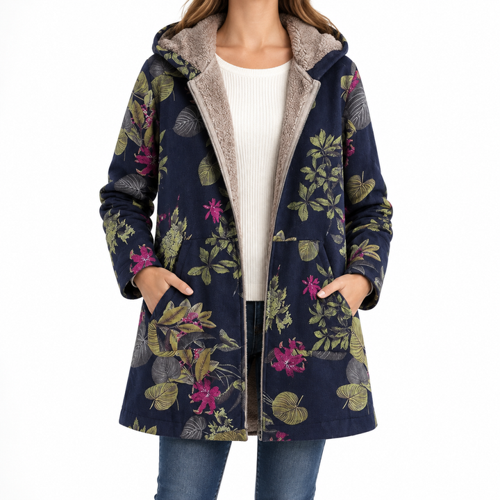 Beatrice | Coat with Floral Pattern — Elina Dublin studio photograph