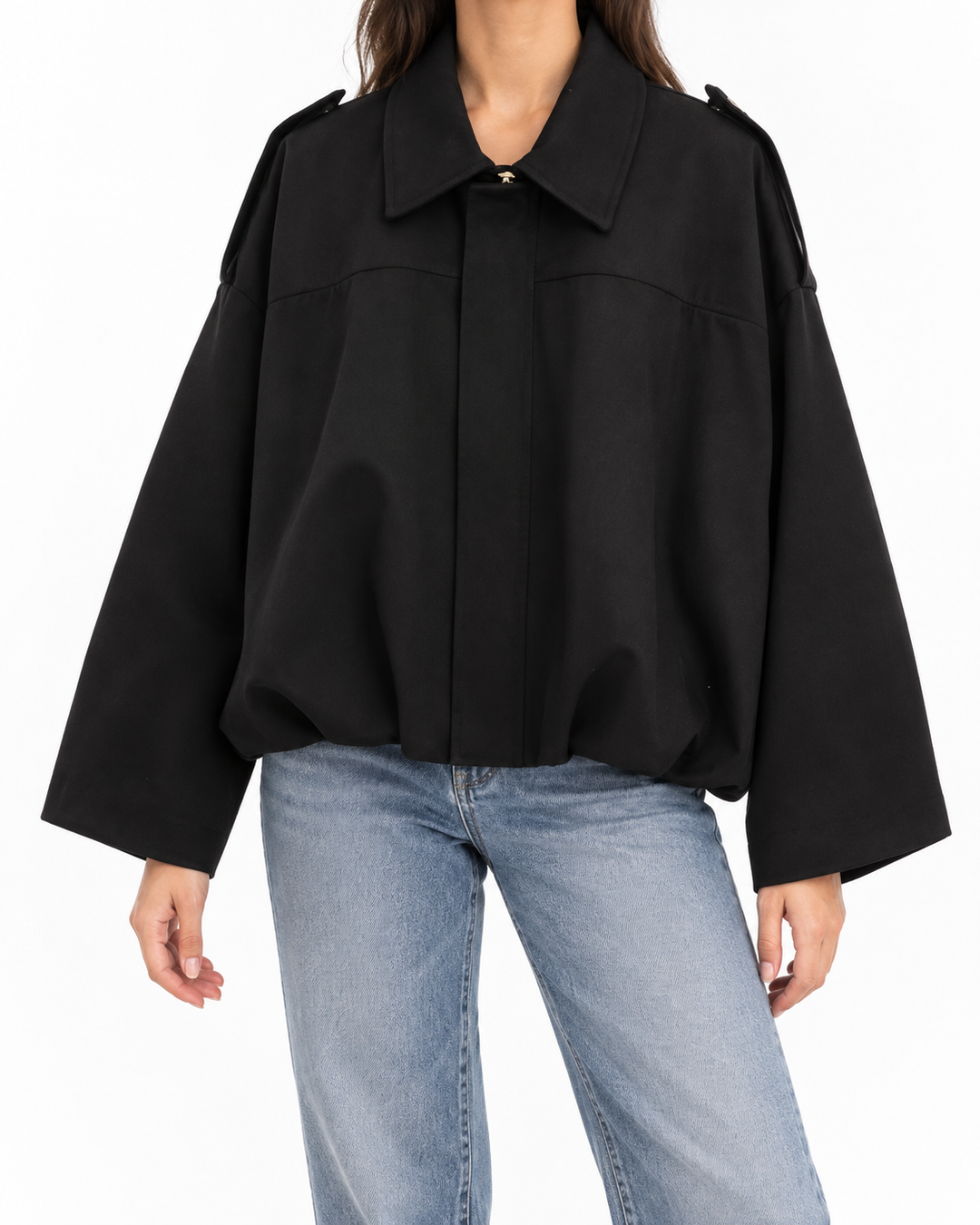 RATANA™ - Comfy Loose Fit Military Jacket — Elina Dublin studio photograph