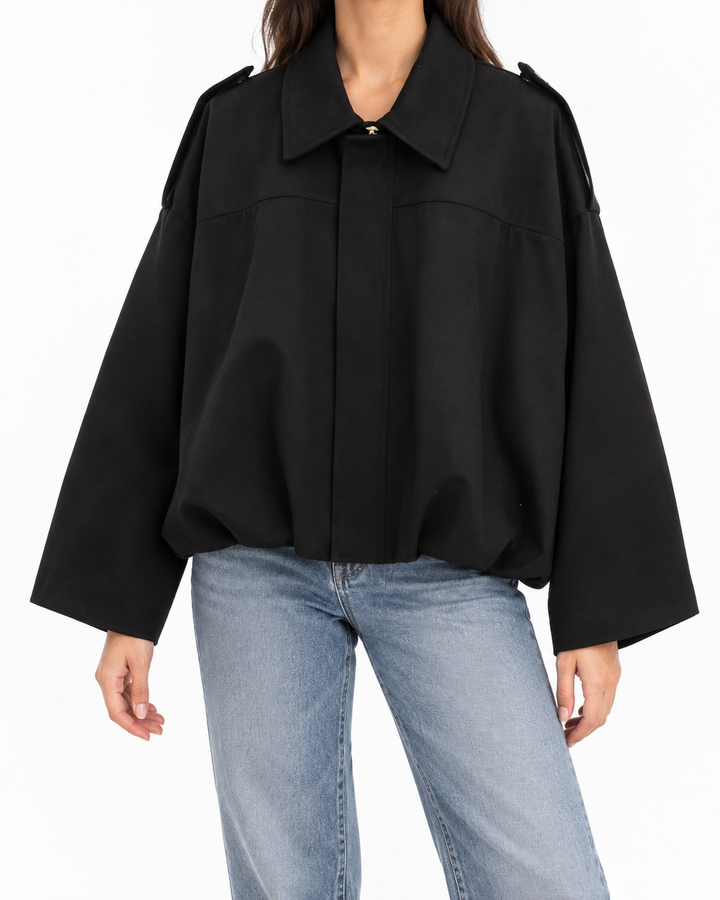 RATANA™ - Comfy Loose Fit Military Jacket — Elina Dublin studio photograph