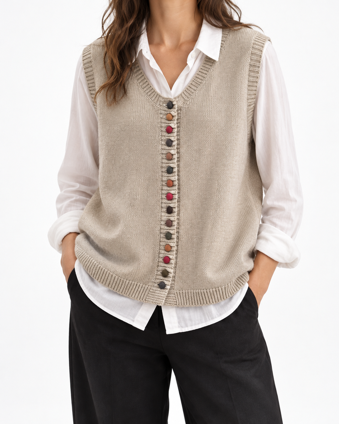 Rosália - Knitted Gilet — Elina Dublin studio photograph