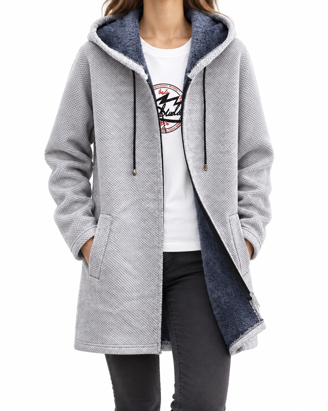 ROSIE™ | Longline Zip Hoodie — Elina Dublin studio photograph