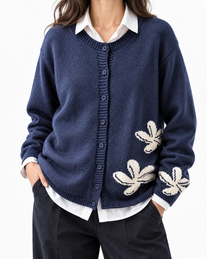 Safira - Cardigan with Floral Pattern — Elina Dublin studio photograph