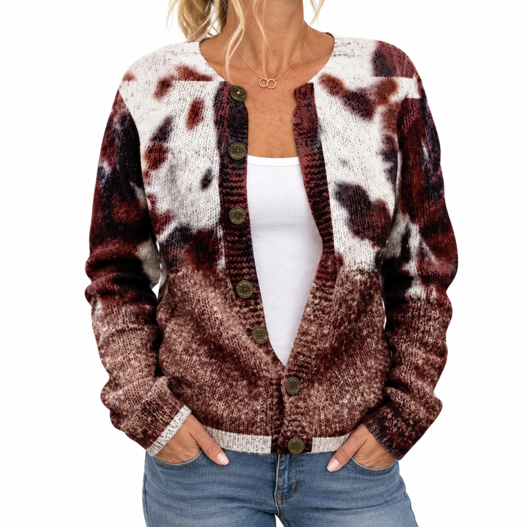 Sara - Autumn Floral Cardigan — Elina Dublin studio photograph