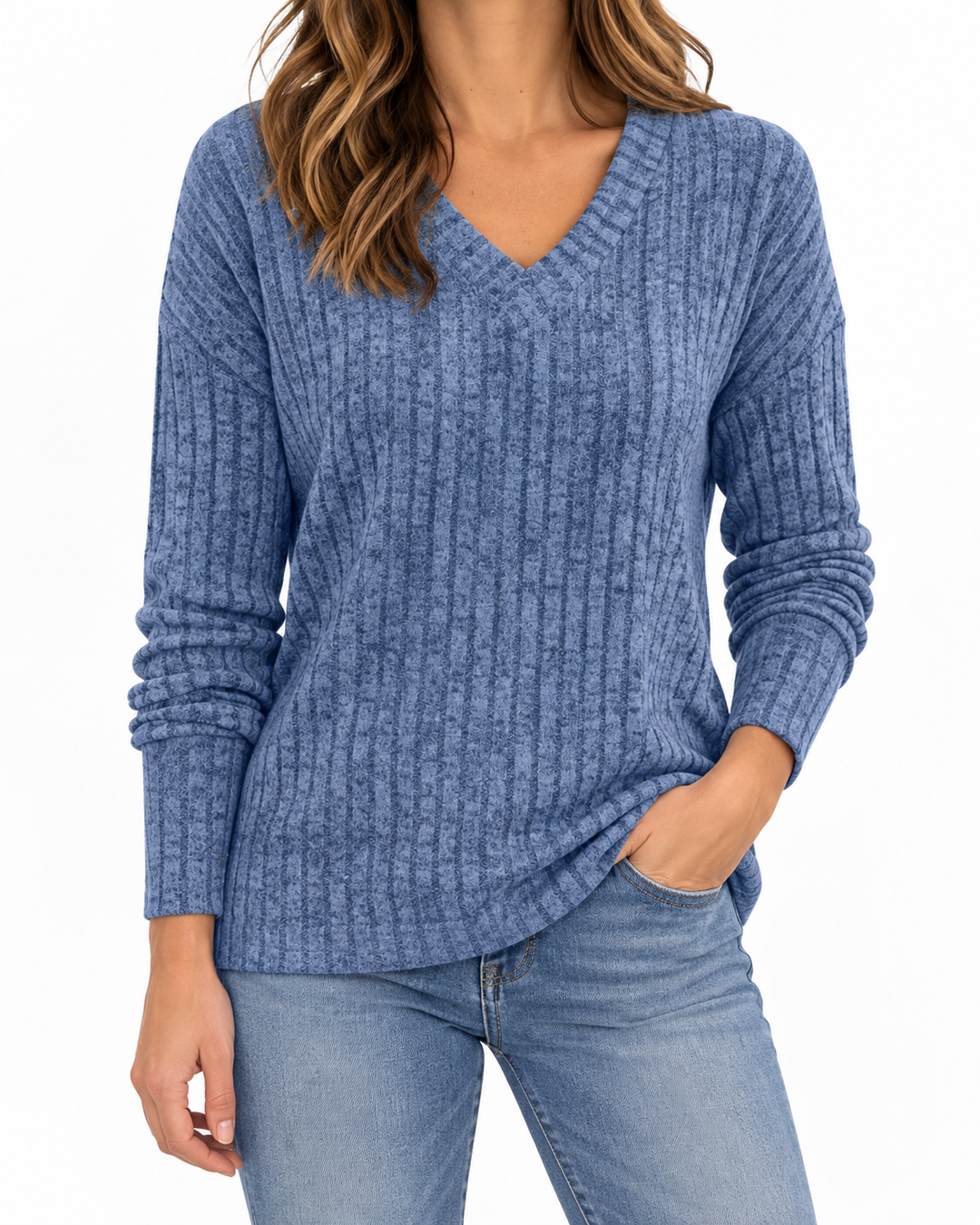 Sceirghleann - Vneck Comfy Sweater — Elina Dublin studio photograph