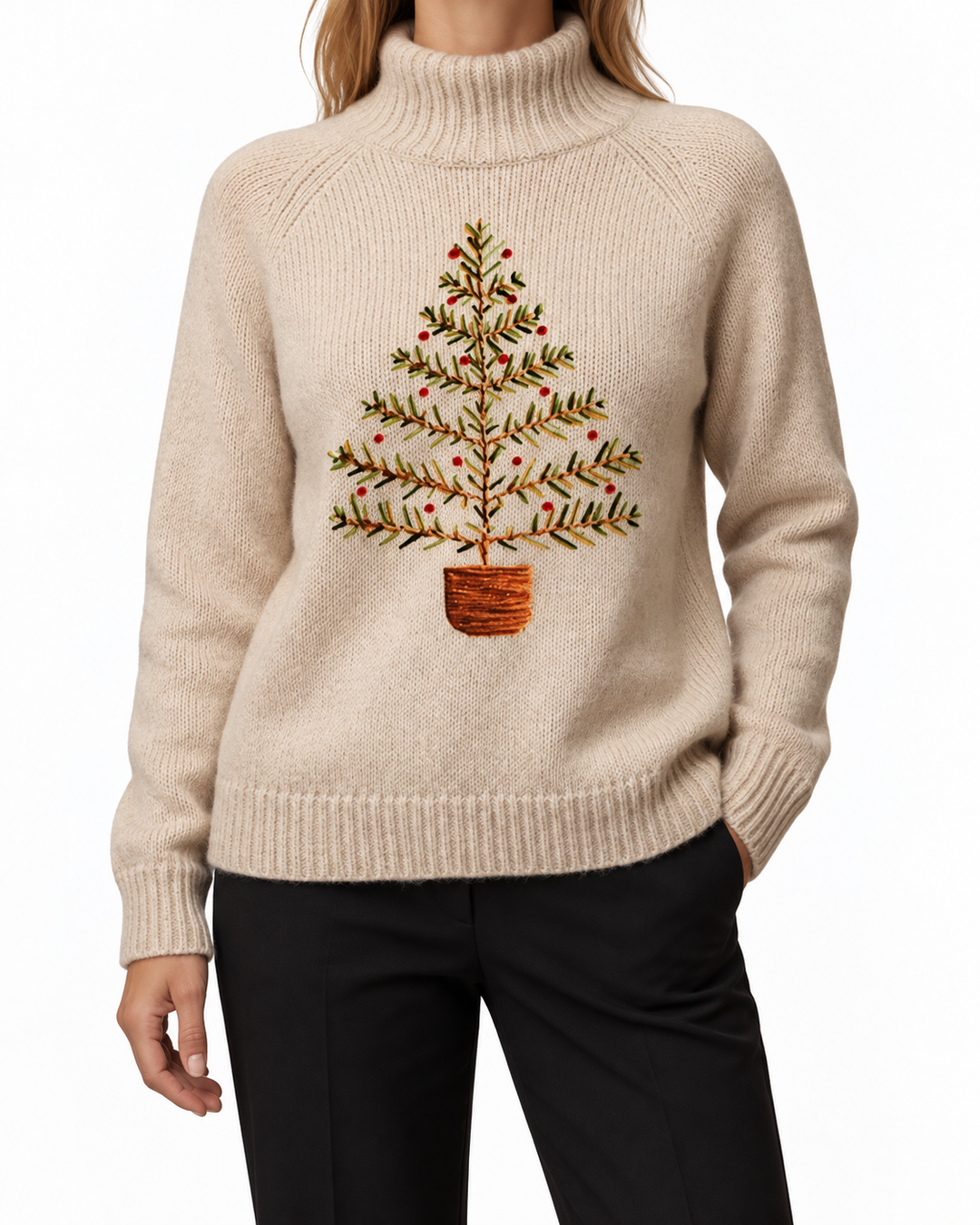 Sceirmhainn - Snowbeige Highneck Jumper — Elina Dublin studio photograph