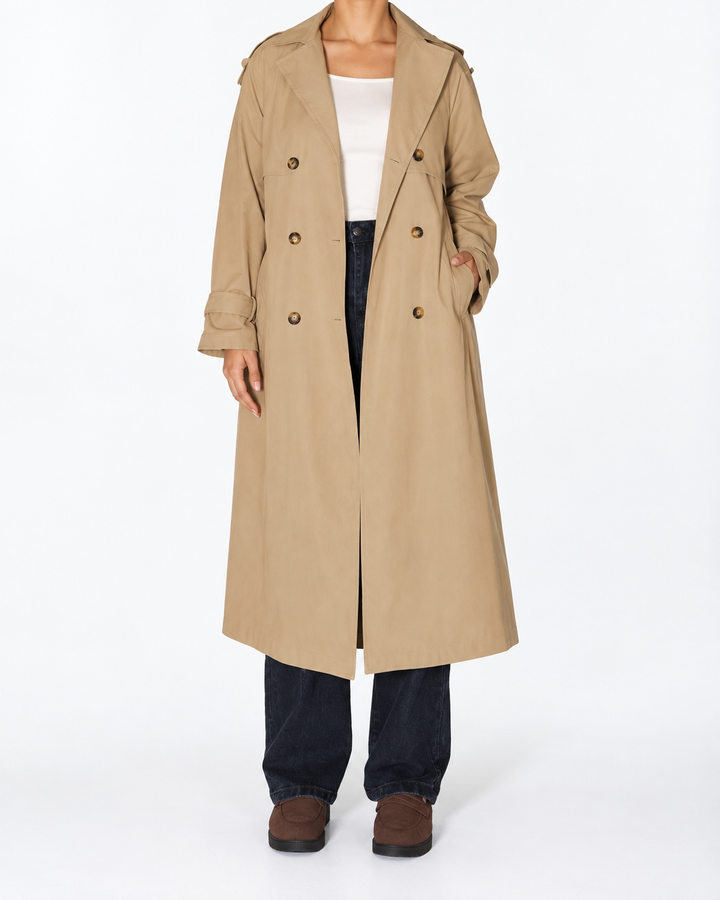 SOLANA™ - Elegant Double Breasted Winter Warm Trench Coat — Elina Dublin studio photograph