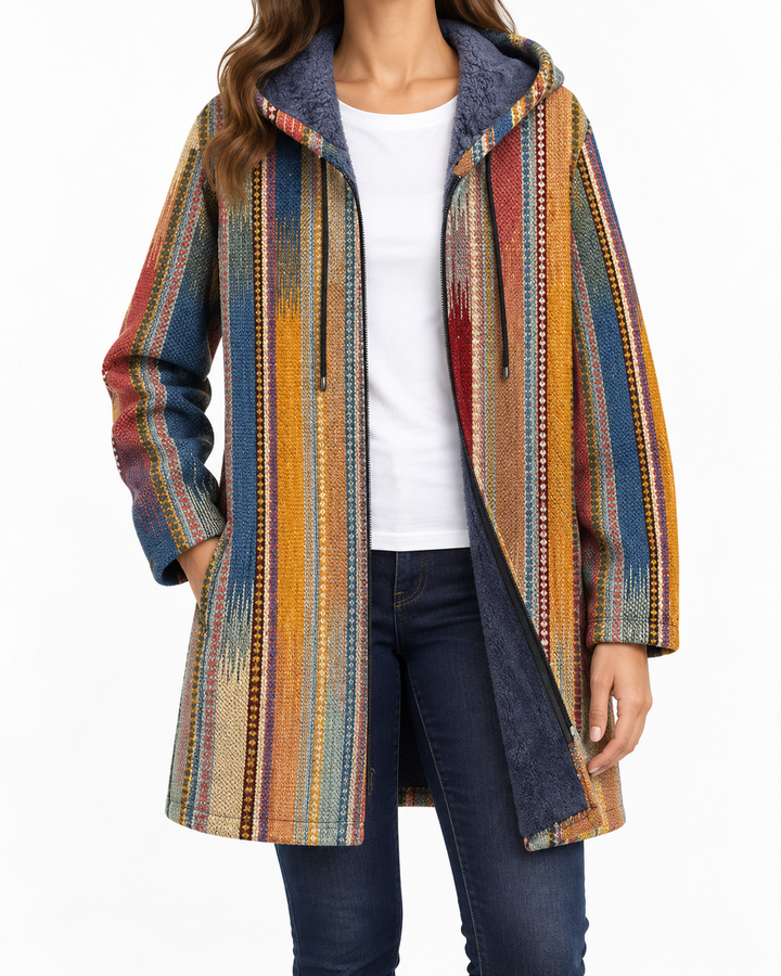 Striped Pattern Coat — Elina Dublin studio photograph