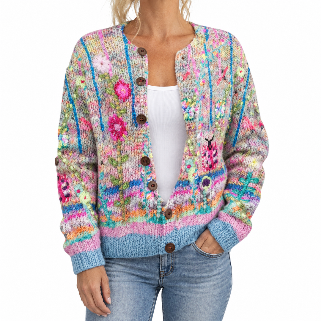 Teresa - Autumn Floral Cardigan — Elina Dublin studio photograph