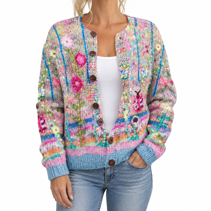 Teresa - Autumn Floral Cardigan — Elina Dublin studio photograph