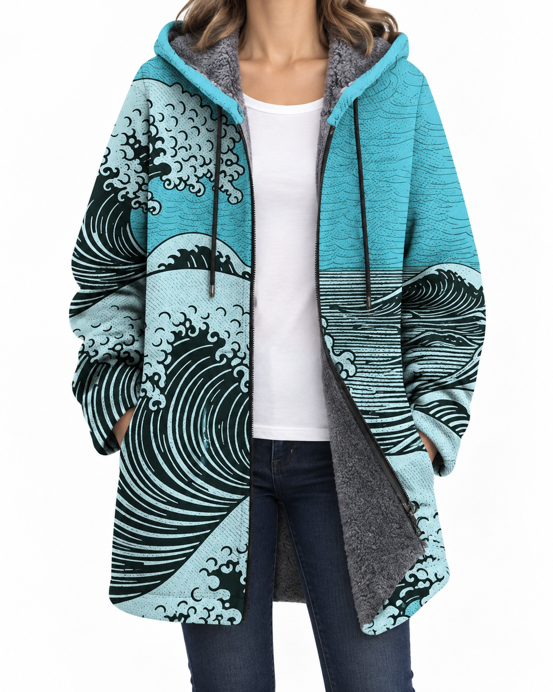 Wave Pattern Coat — Elina Dublin studio photograph
