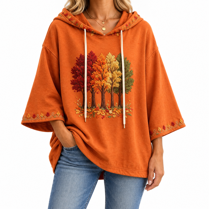 Women's Autumn Print Hoodie — Elina Dublin studio photograph