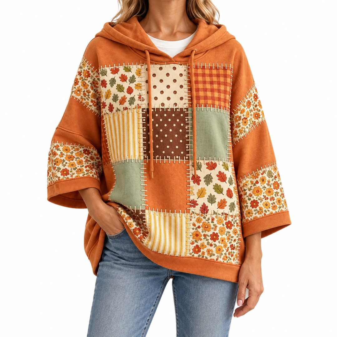 Women's Casual Autumn Pattern Hoodie — Elina Dublin studio photograph