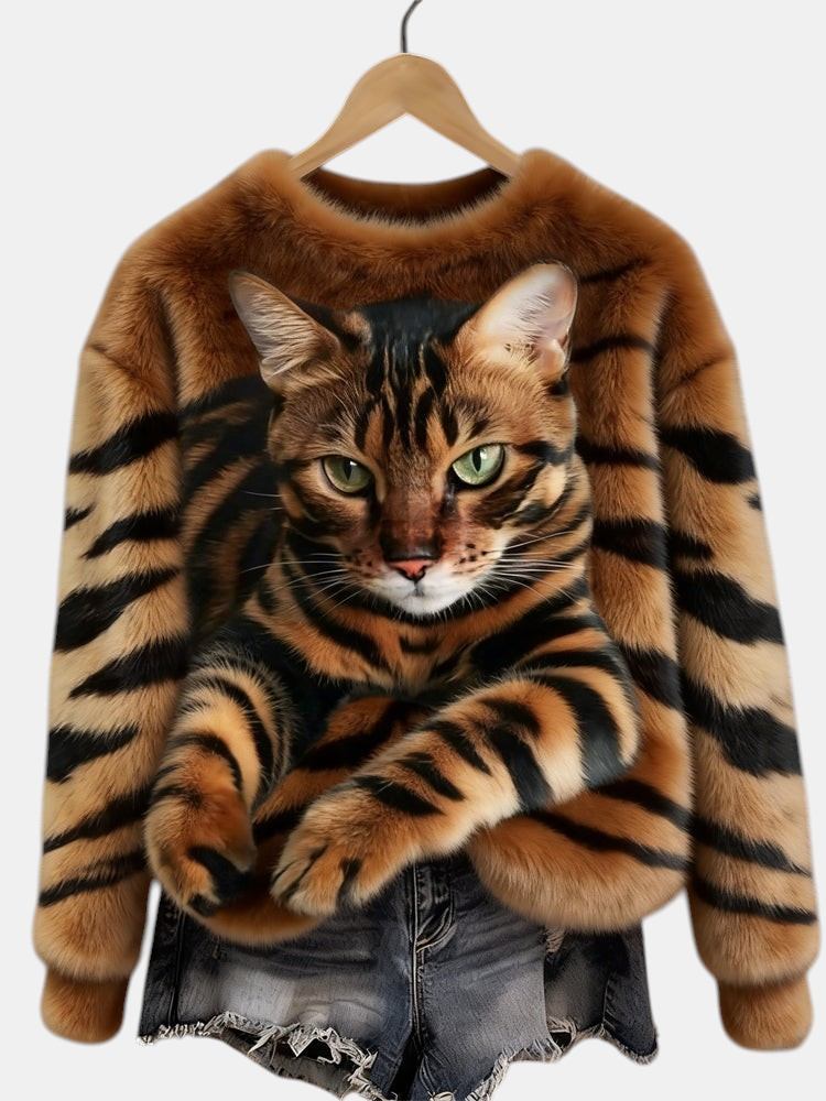 Marie™ | Soft Elegant Cat Print Sweater | Elina Dublin