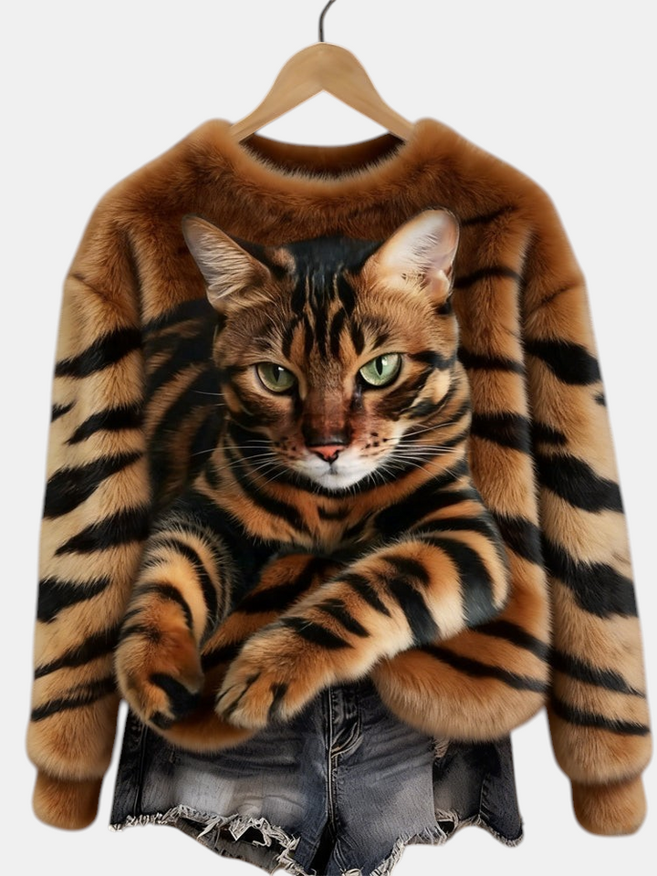 Marie™ | Soft Elegant Cat Print Sweater | Elina Dublin