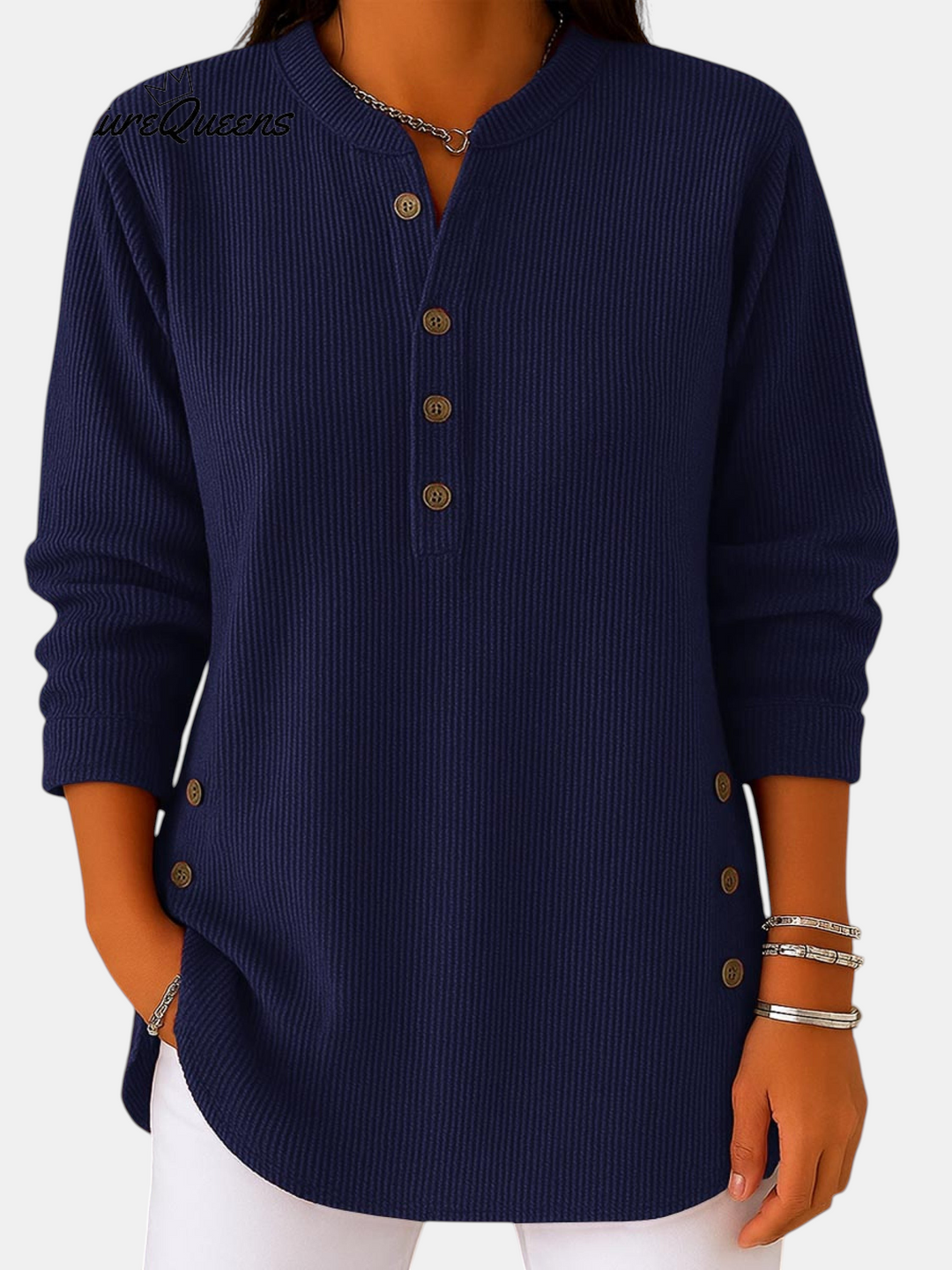 Sandrine™ — Flowy Buttoned Tunic, Elegant and Relaxed | Elina Dublin