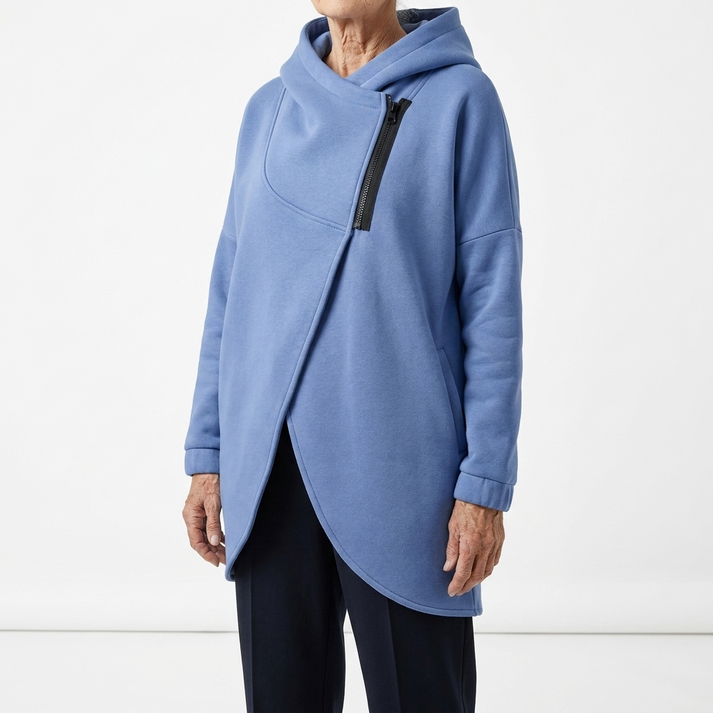 Doriane™ — Cosy Asymmetric Zip Sweatshirt, Urban Style | Elina Dublin