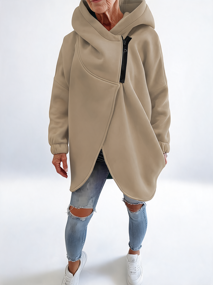 Doriane™ — Cosy Asymmetric Zip Sweatshirt, Urban Style | Elina Dublin
