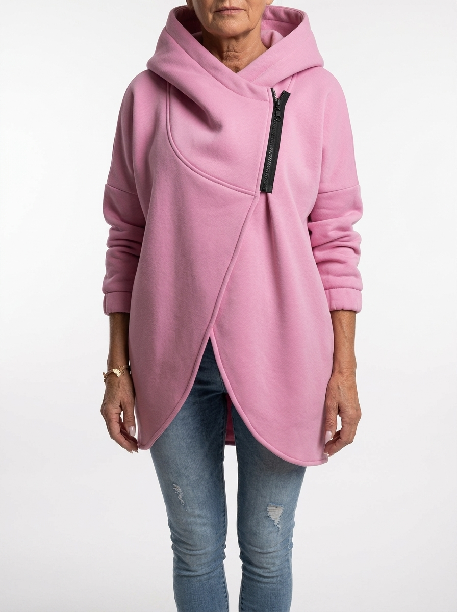 Doriane™ — Cosy Asymmetric Zip Sweatshirt, Urban Style | Elina Dublin