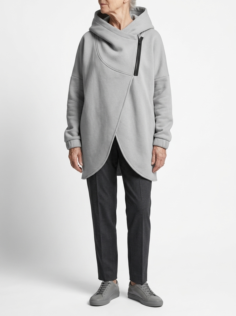 Doriane™ — Cosy Asymmetric Zip Sweatshirt, Urban Style | Elina Dublin