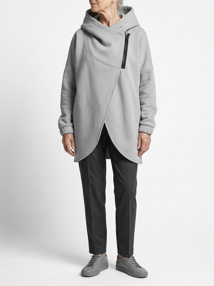 Doriane™ — Cosy Asymmetric Zip Sweatshirt, Urban Style | Elina Dublin