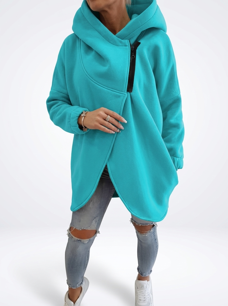 Doriane™ — Cosy Asymmetric Zip Sweatshirt, Urban Style | Elina Dublin