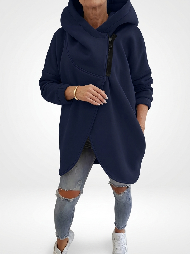 Doriane™ — Cosy Asymmetric Zip Sweatshirt, Urban Style | Elina Dublin
