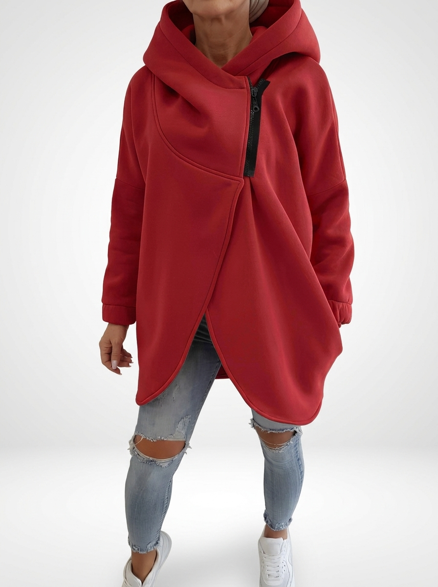 Doriane™ — Cosy Asymmetric Zip Sweatshirt, Urban Style | Elina Dublin