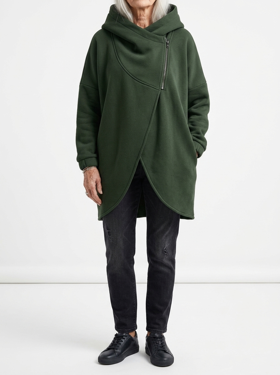 Doriane™ — Cosy Asymmetric Zip Sweatshirt, Urban Style | Elina Dublin