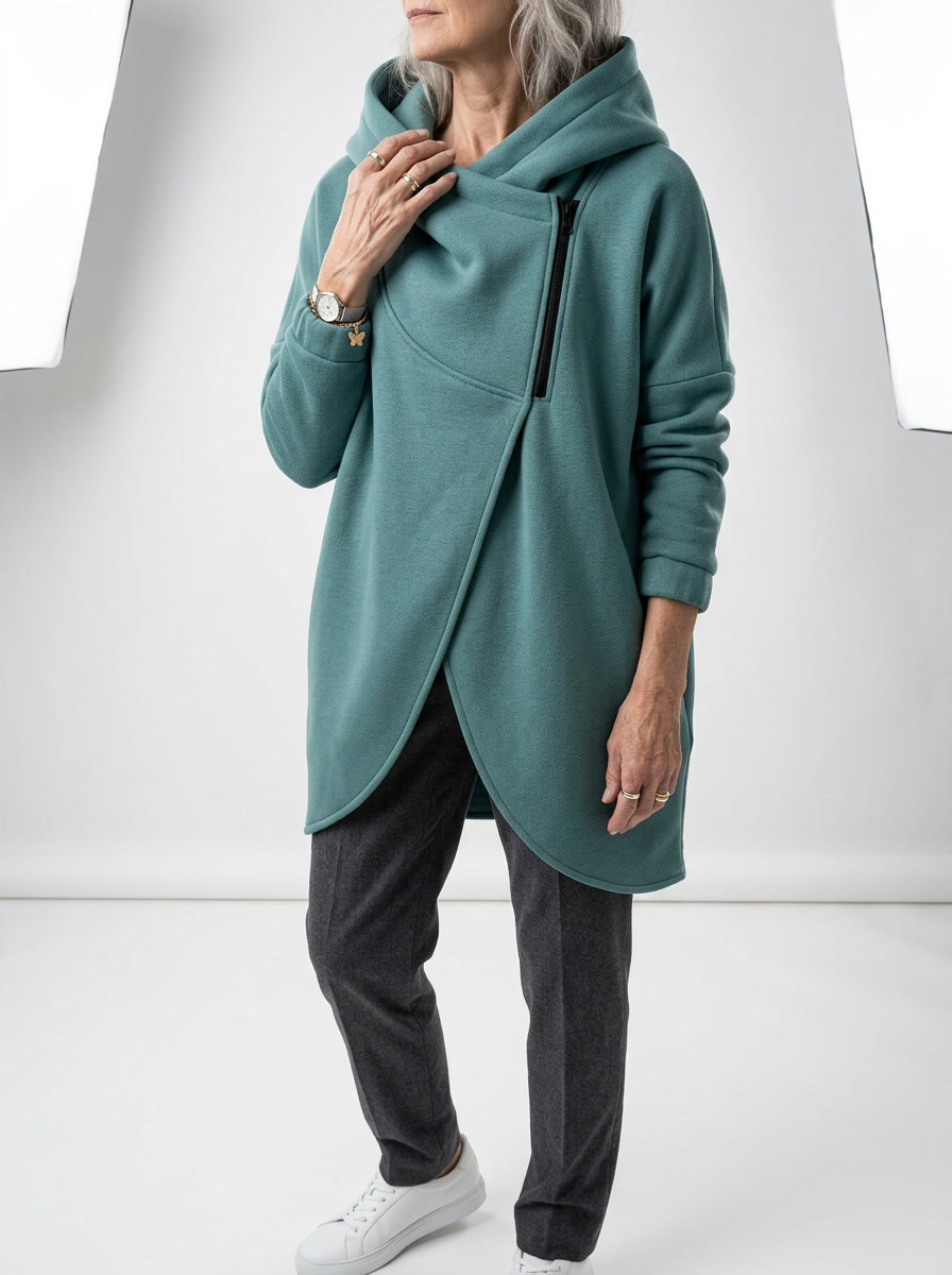 Doriane™ — Cosy Asymmetric Zip Sweatshirt, Urban Style | Elina Dublin