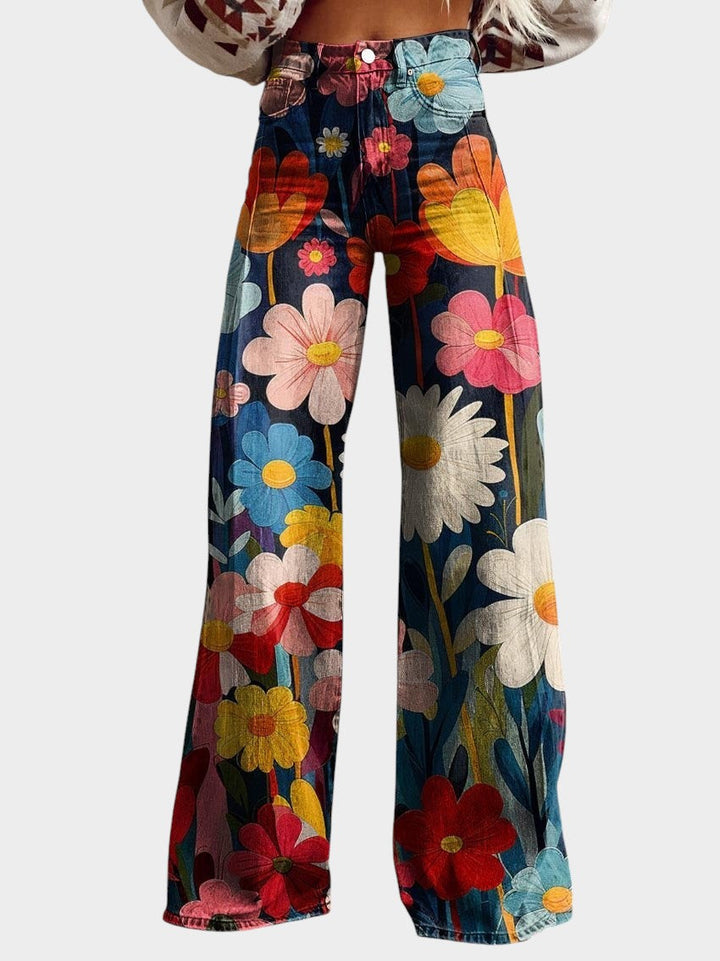 Léna™ | Wide-Leg Floral Trousers | Elina Dublin