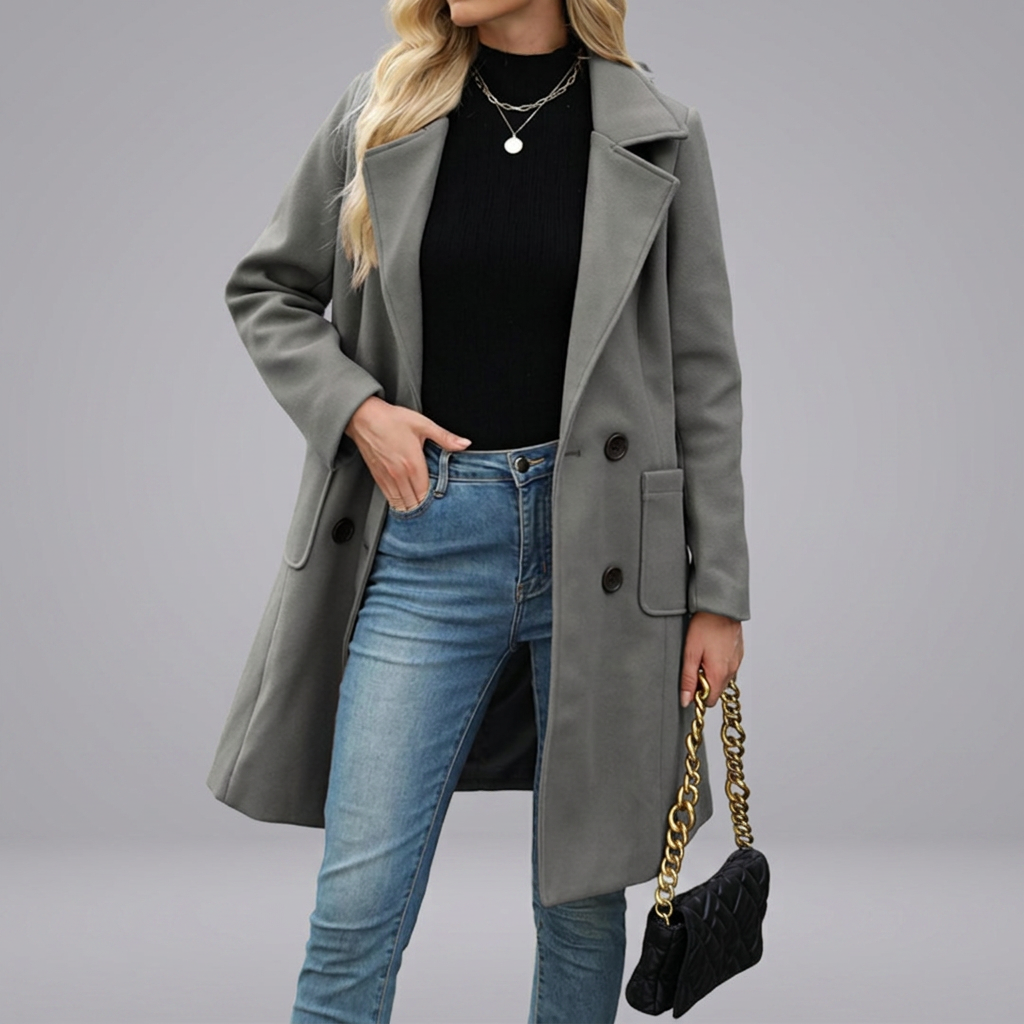 CORDETTE™ – Double-Breasted Wool Blend Mid-Long Coat | Elina Dublin