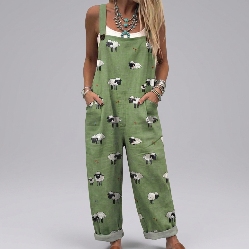 Eva - Sheep-printed dungarees | Elina Dublin