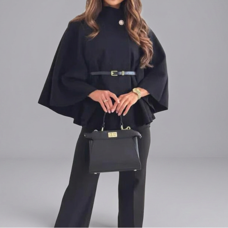 HATTIE™ - Cozy High Neck Buttoned Cape | Elina Dublin