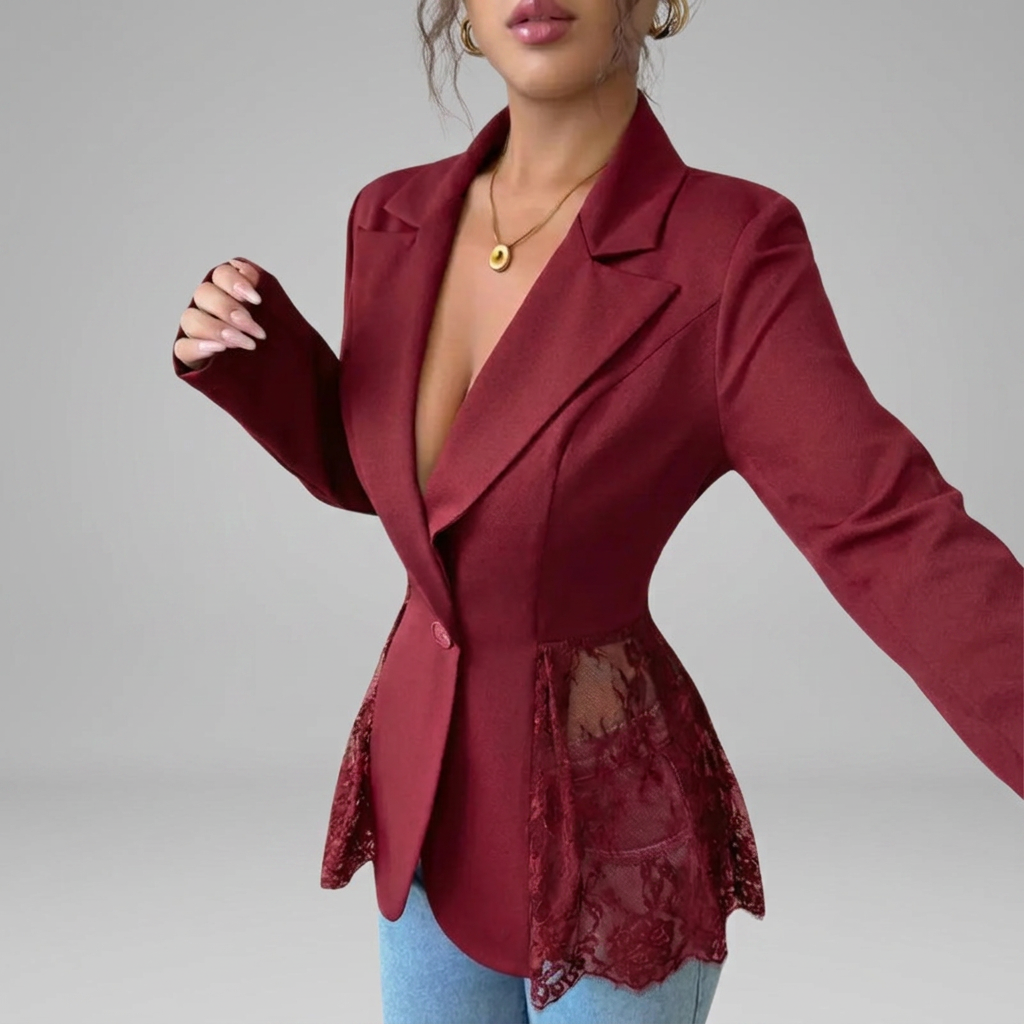 RAFAELA™ – Modern Lace-Trim Structured Blazer | Elina Dublin