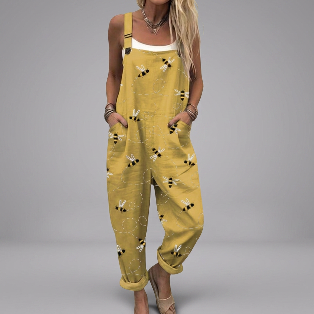 Alice - Bee-Printed Dungarees | Elina Dublin