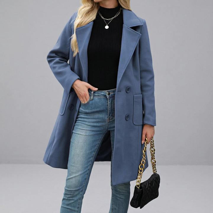 CORDETTE™ – Double-Breasted Wool Blend Mid-Long Coat | Elina Dublin