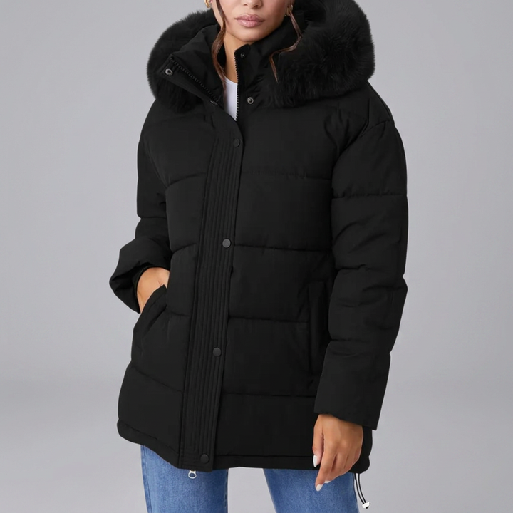 ZELARA™ – Fluffy Fur Collar Thermal Coat | Elina Dublin