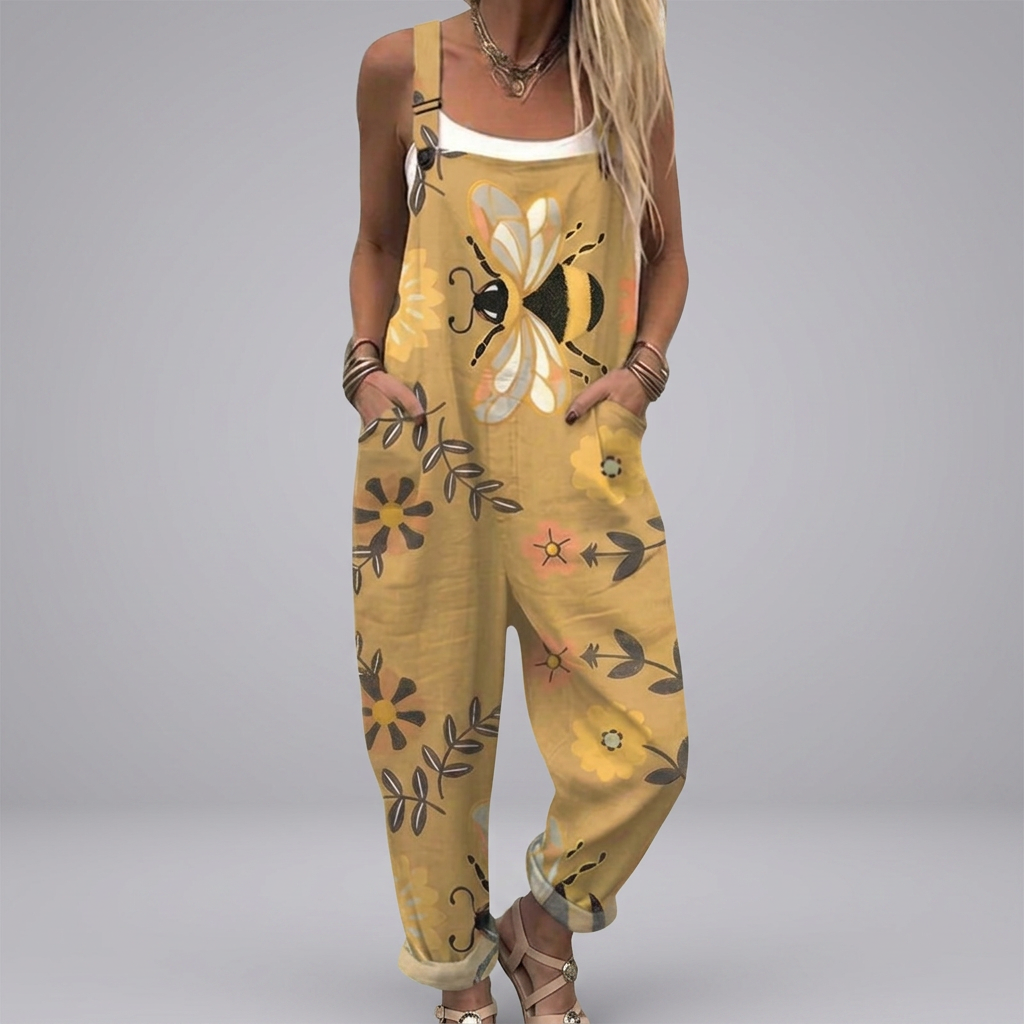 Riona - vintage floral dungarees with bees | Elina Dublin