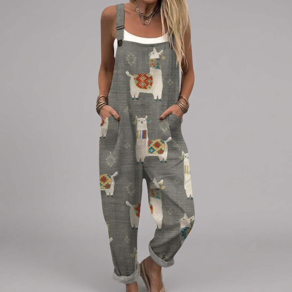 Keira - Boho Alpaca Print Dungarees | Elina Dublin