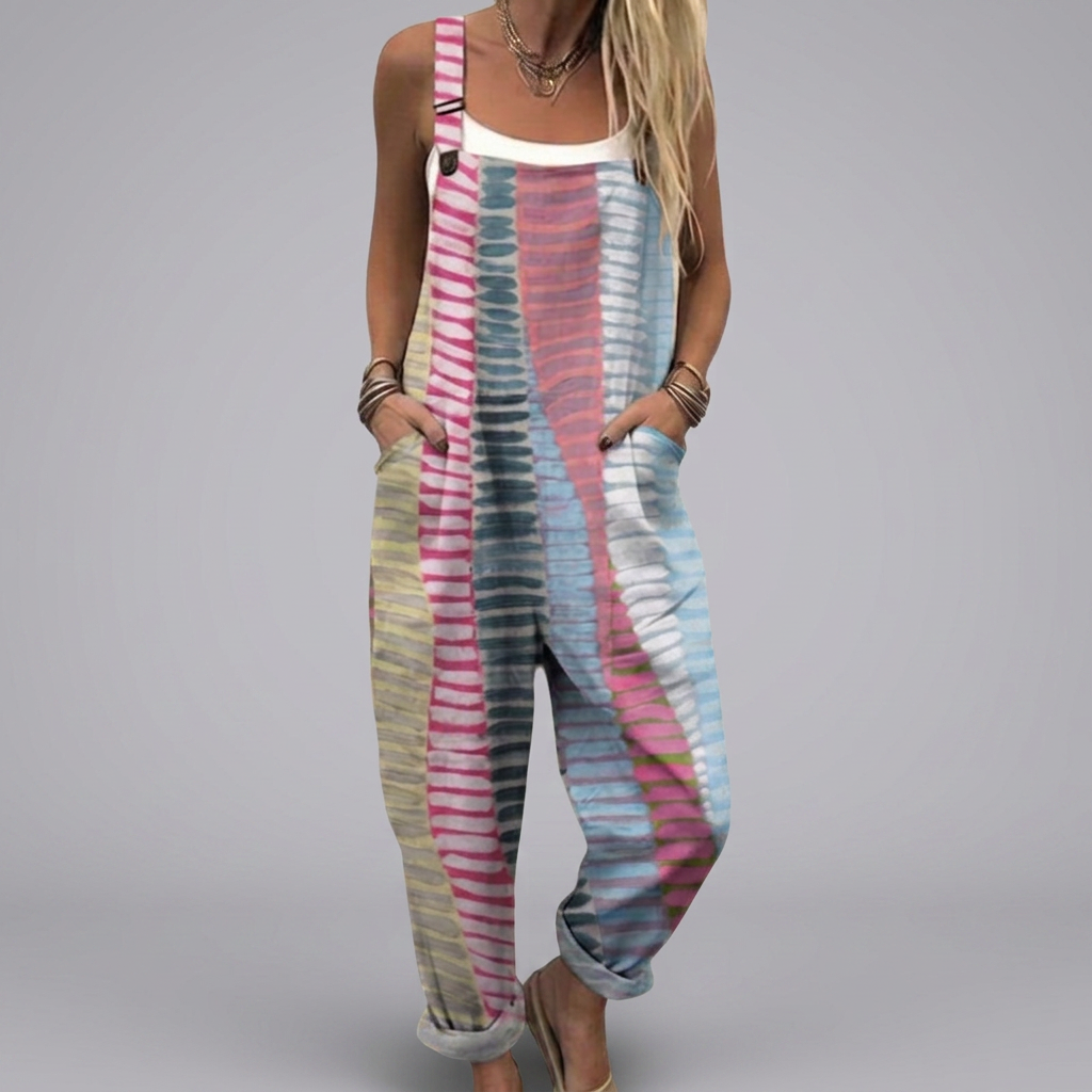 Sofía - Multicolored striped dungarees | Elina Dublin