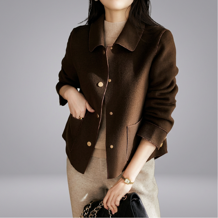 OVIDIA™ - Classy Button Front Long Sleeve Collared Blazer | Elina Dublin