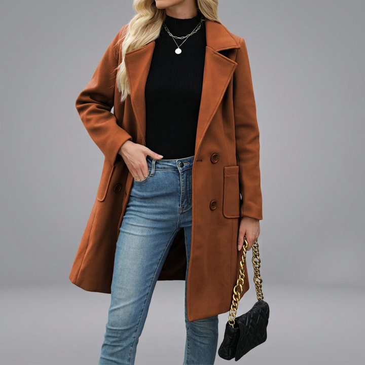 CORDETTE™ – Double-Breasted Wool Blend Mid-Long Coat | Elina Dublin