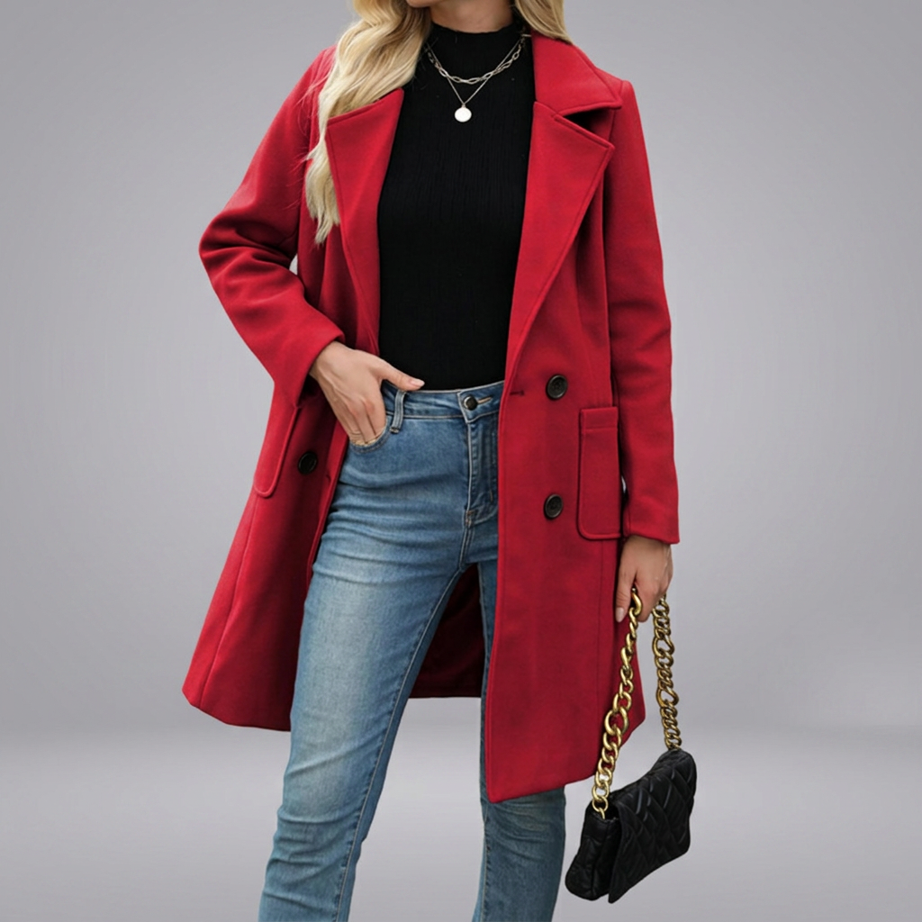 CORDETTE™ – Double-Breasted Wool Blend Mid-Long Coat | Elina Dublin