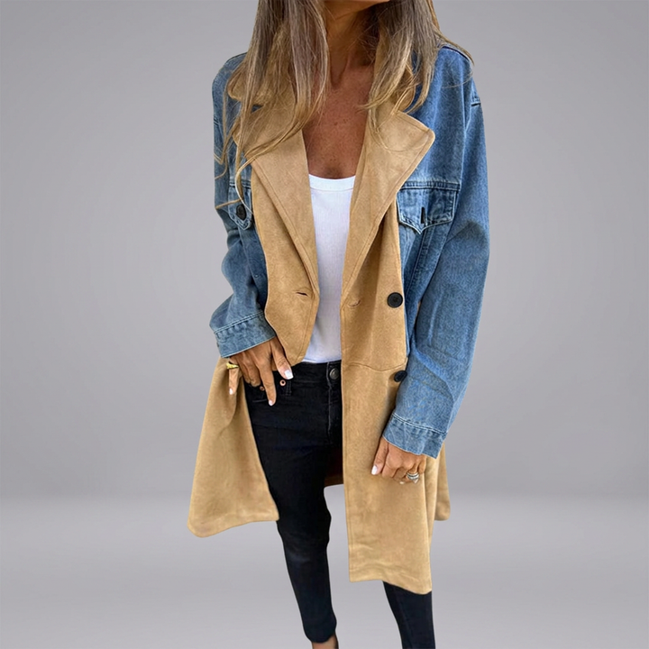 ELORA™ - Two-Tone Denim Trench | Elina Dublin
