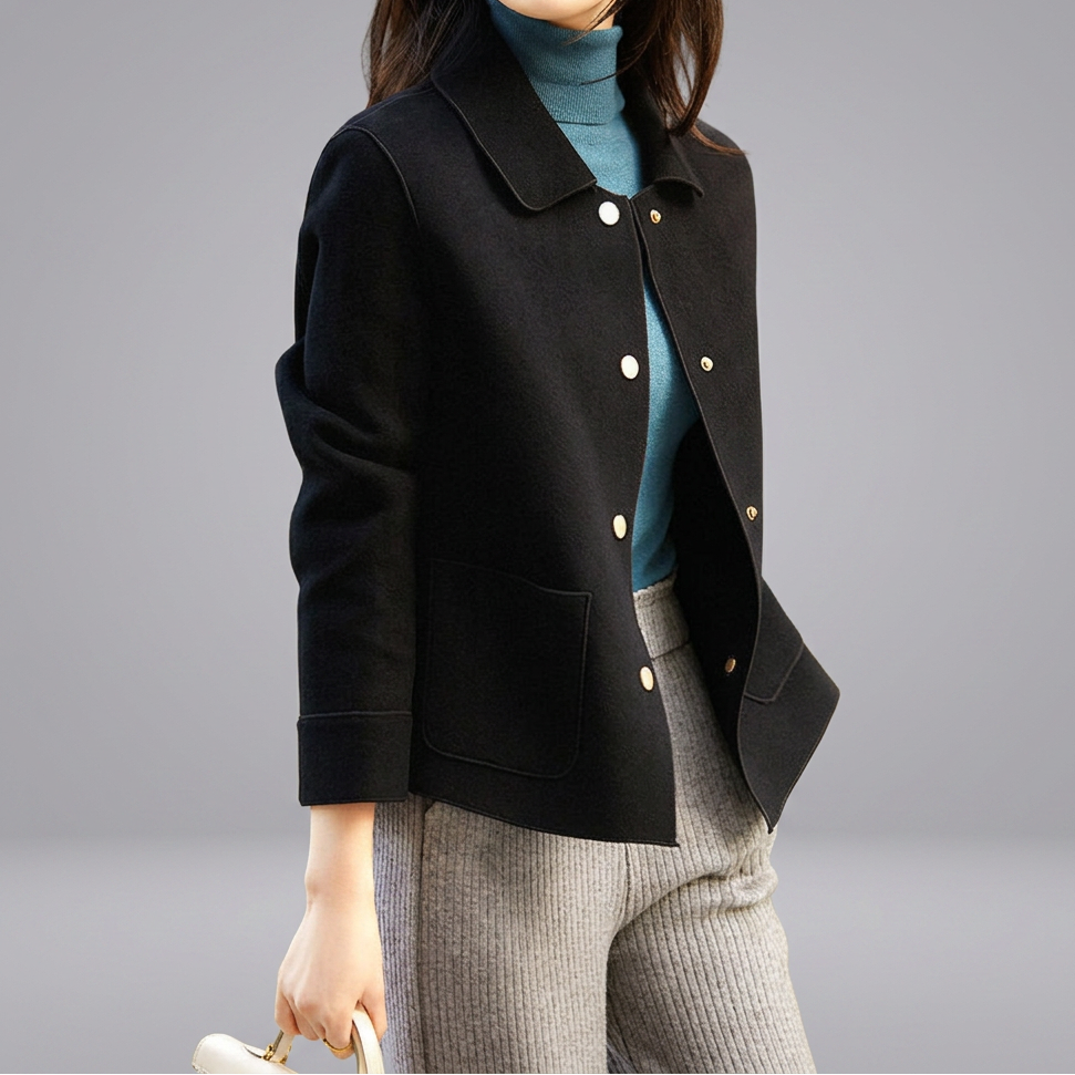 OVIDIA™ - Classy Button Front Long Sleeve Collared Blazer | Elina Dublin