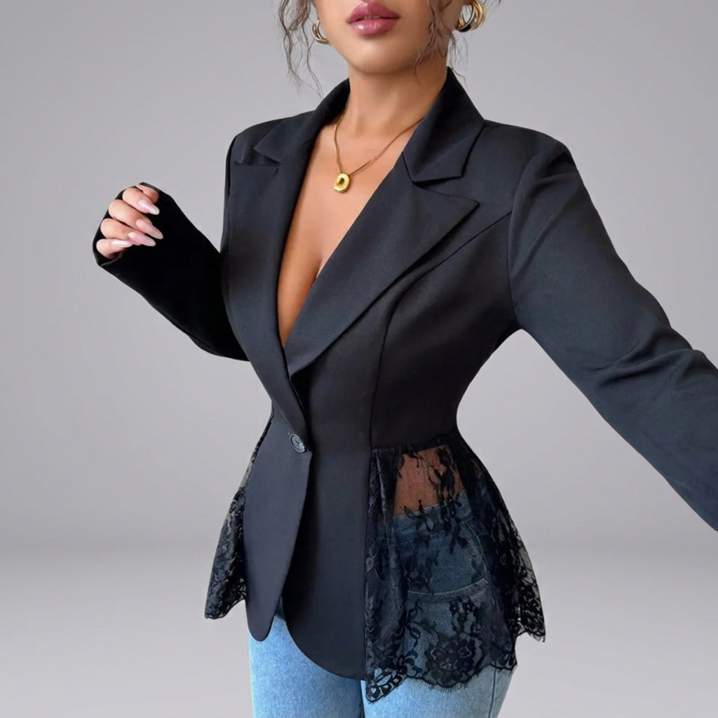 RAFAELA™ – Modern Lace-Trim Structured Blazer | Elina Dublin