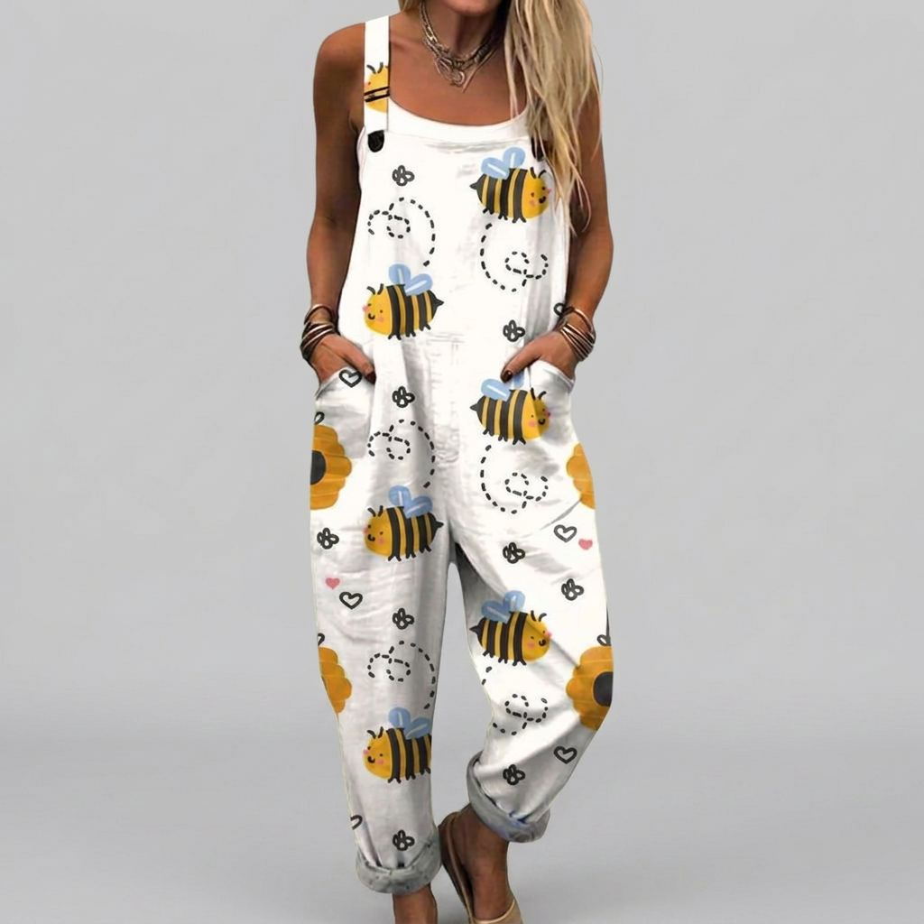 Meabh - Bee-printed dungarees | Elina Dublin