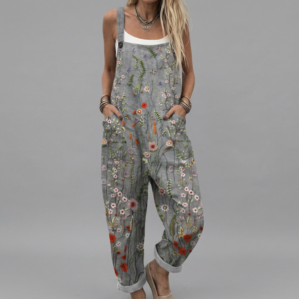 Elena - Dungarees with floral embroidery | Elina Dublin